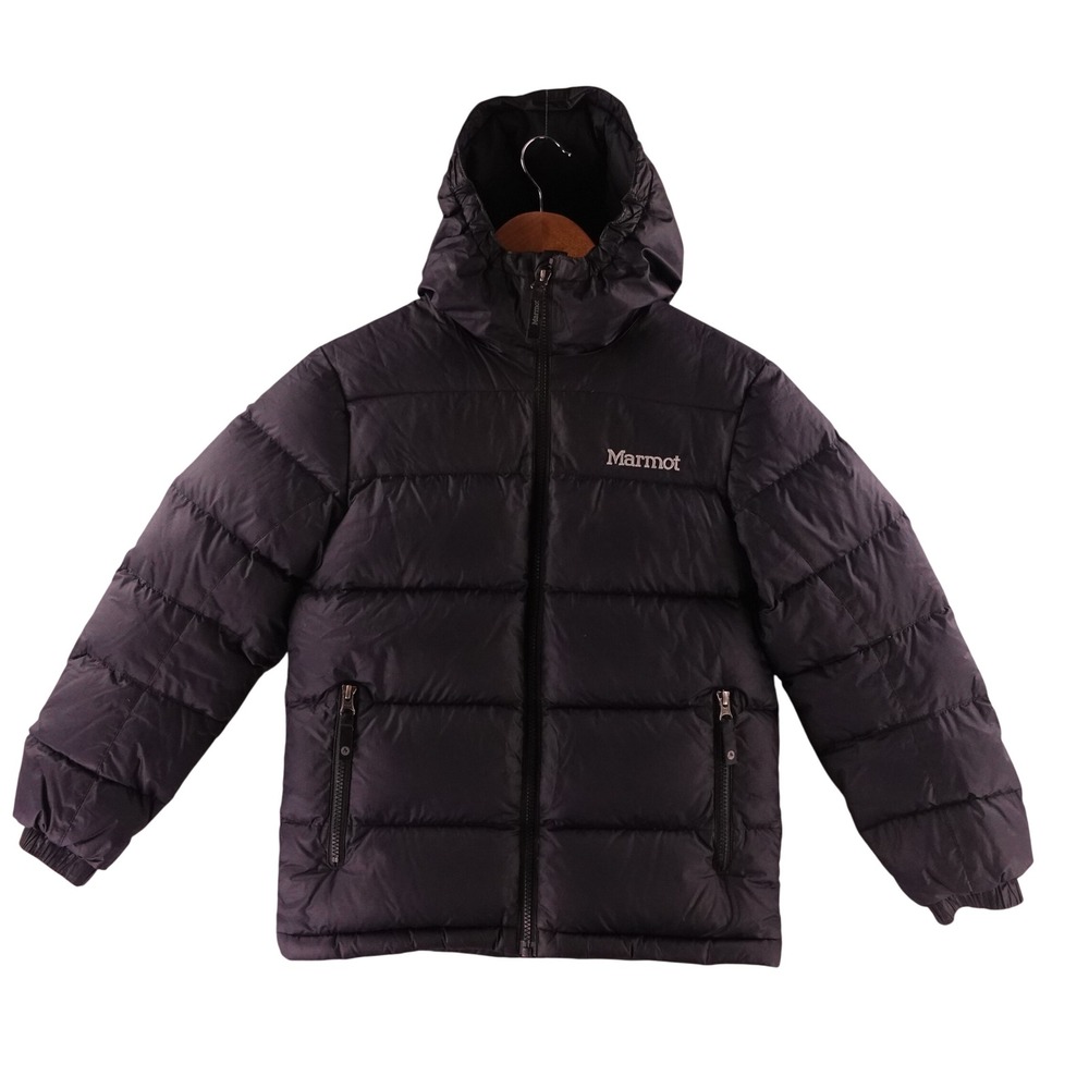 Marmot Womens Medium 700 Fill Down Puffer Jacket Black Hooded Quilted Coat